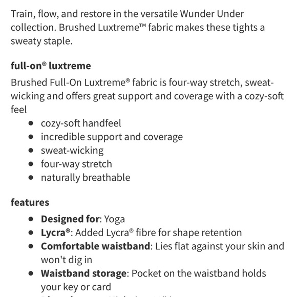 wunder under luxtreme brushed 25" size 2 true navy lululemon nwt - Picture 16 of 16